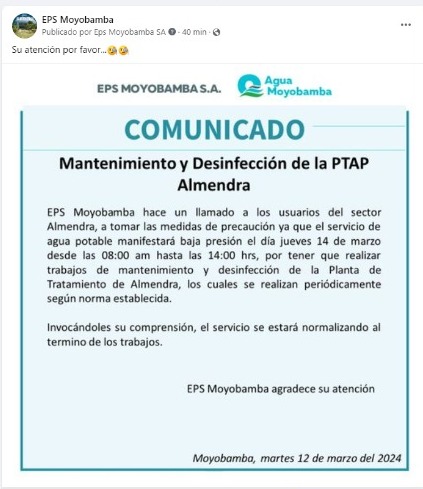 Limpieza y desinfección de la PTAP Almendra